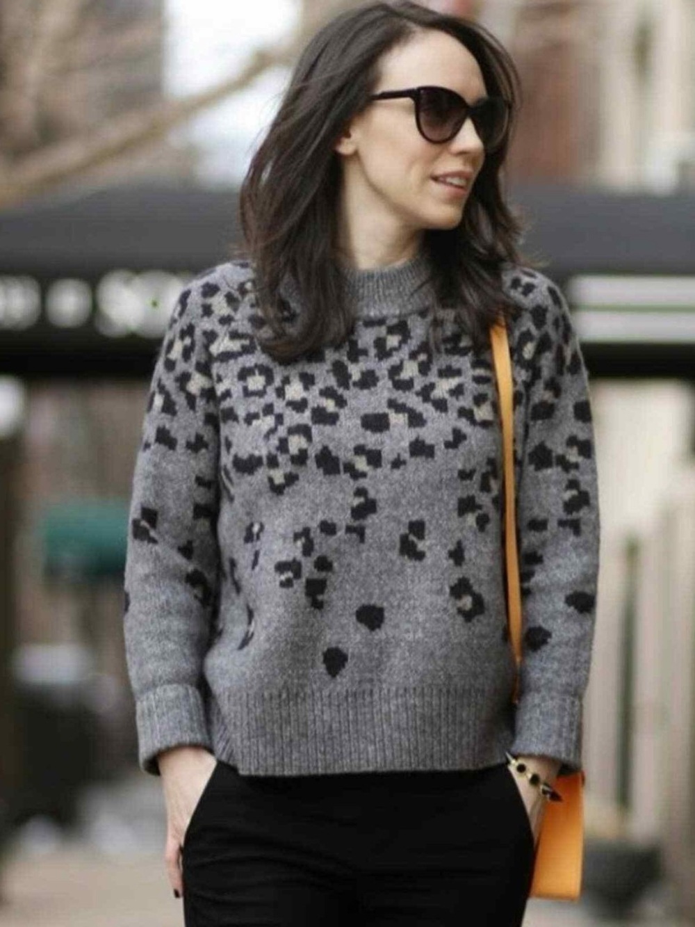 rag & bone Grey Animal-Pattern Turtleneck Sweater